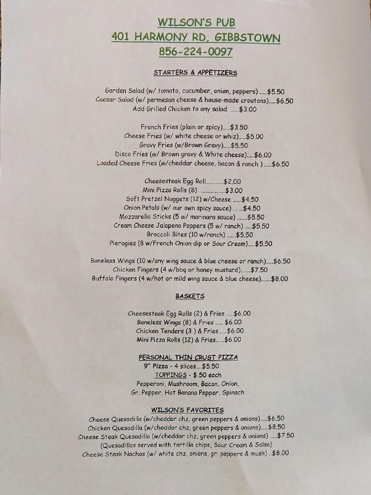 Wilson's Pub Menu image 3